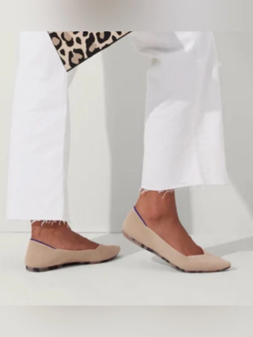 Rothy's The Point OG Flats Ecru Tortoiseshell Sole Neutral Washable Knit Shoes 8